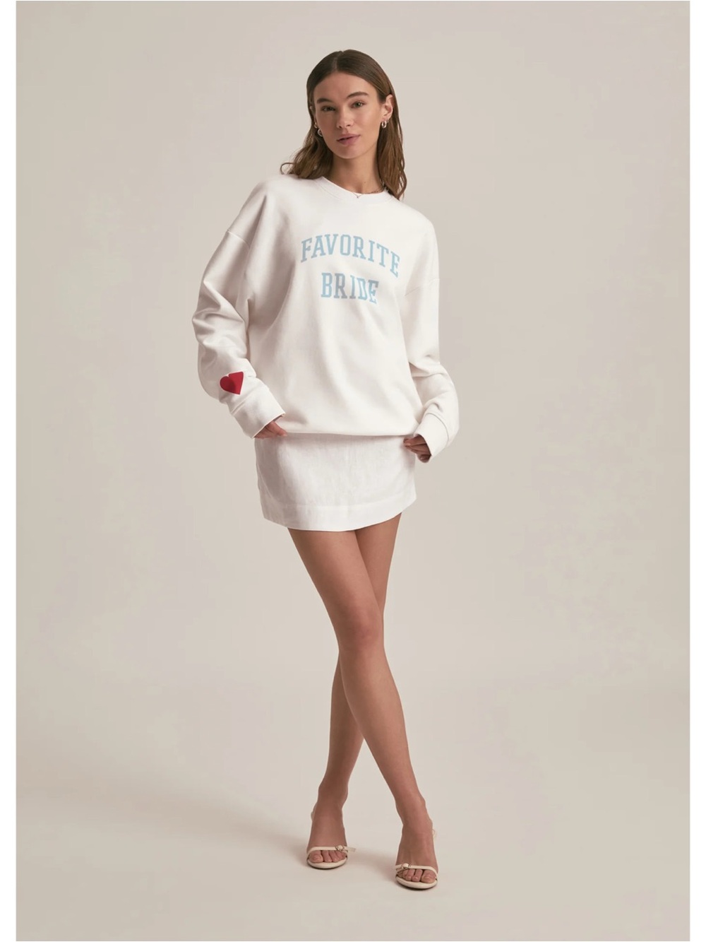 NWT Favorite Daughter Favorite Bride Boyfriend Sweatshirt in White - Picture 2 of 14